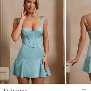Oh Polly Elegant Light Blue Corset Dress